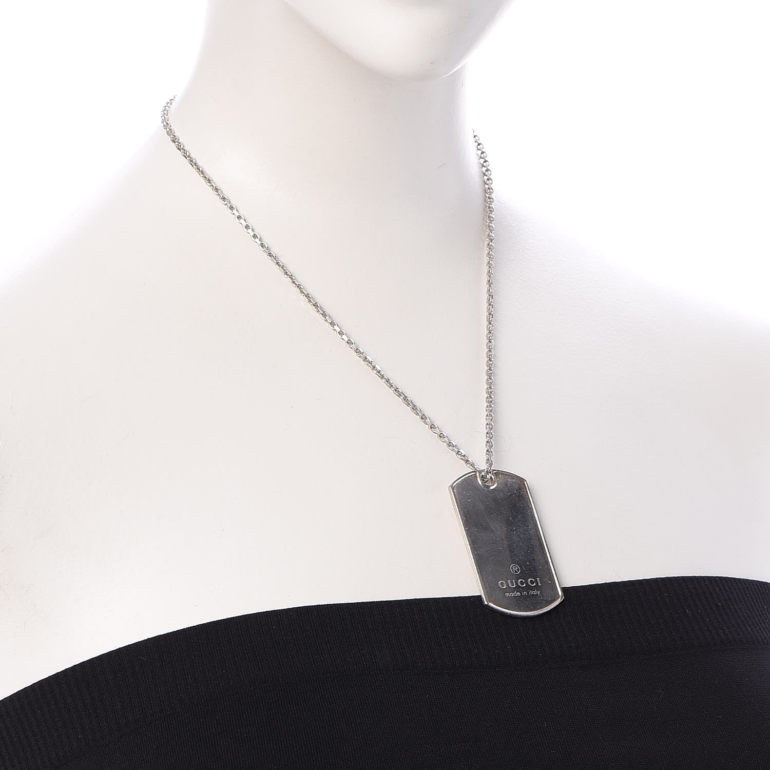 Gucci Sterling Silver Dog Tag Necklace 2 of 7