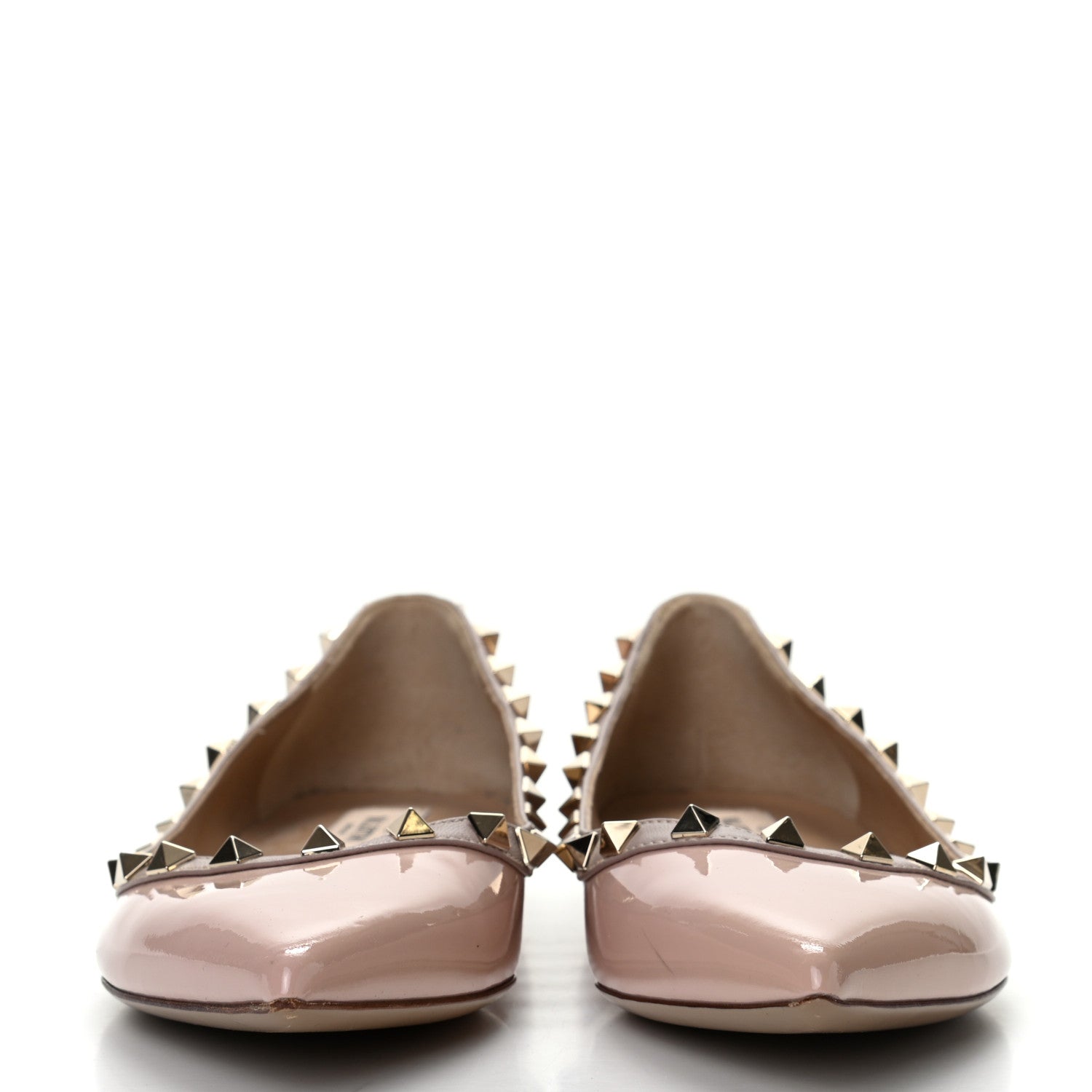 Valentino Garavani Patent Nappa Rockstud Ballerina Flats 38 Camel Rose Poudre 2 of 11