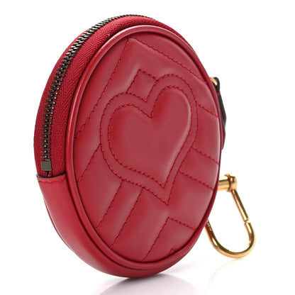 Gucci Calfskin Matelasse GG Marmont Round Coin Purse Hibiscus Red 3 of 7