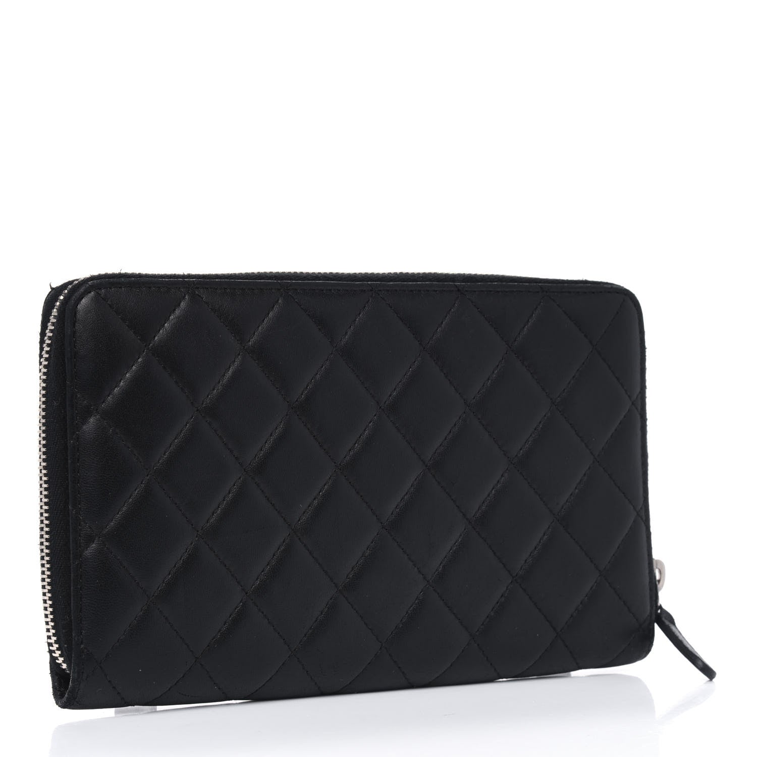 Chanel Lambskin Quilted Large Zip Around Organizer Wallet Black 2 of 10