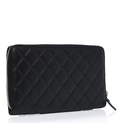 Chanel Lambskin Quilted Large Zip Around Organizer Wallet Black 2 of 10