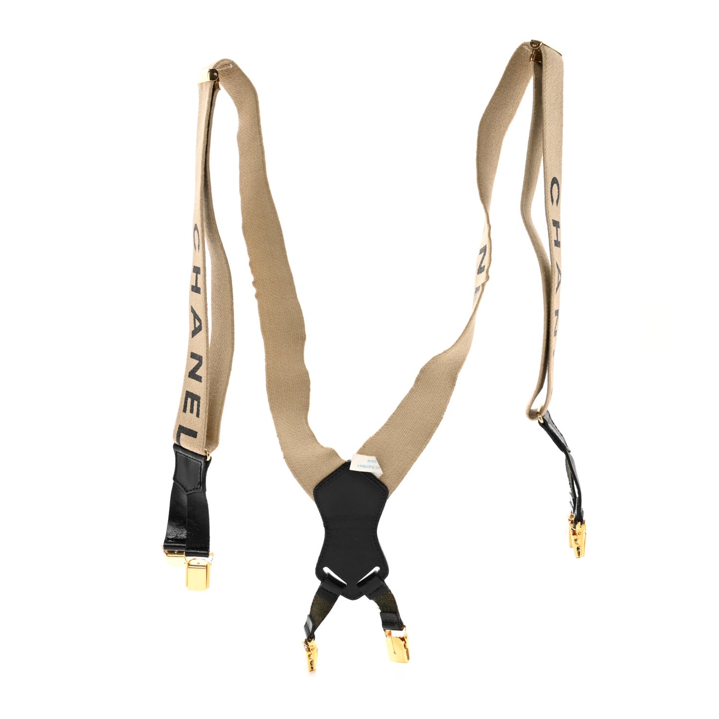 Elastic Logo Suspenders Beige Black