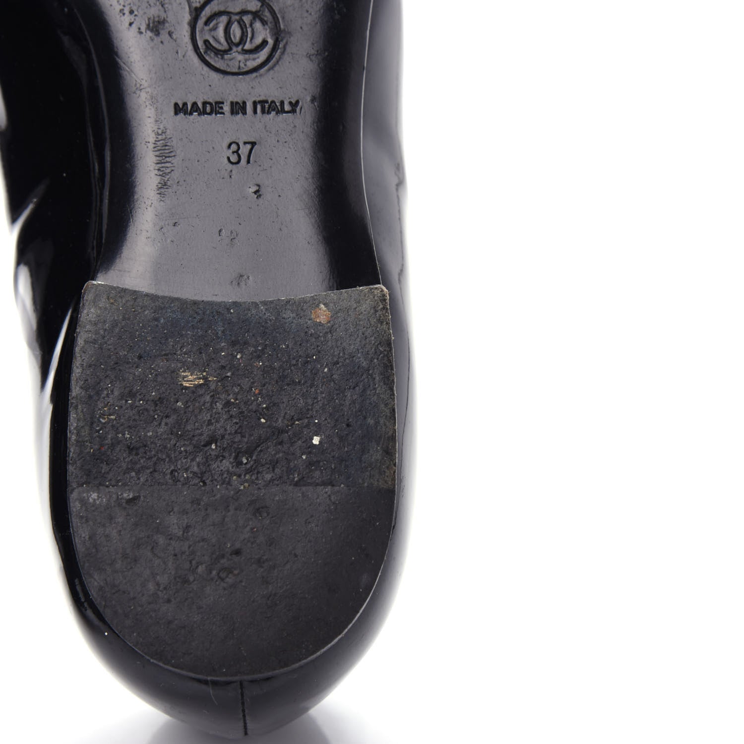 Chanel Patent Cap Toe Ballerina Flats 37 Black White 12 of 14