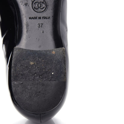 Chanel Patent Cap Toe Ballerina Flats 37 Black White 12 of 14