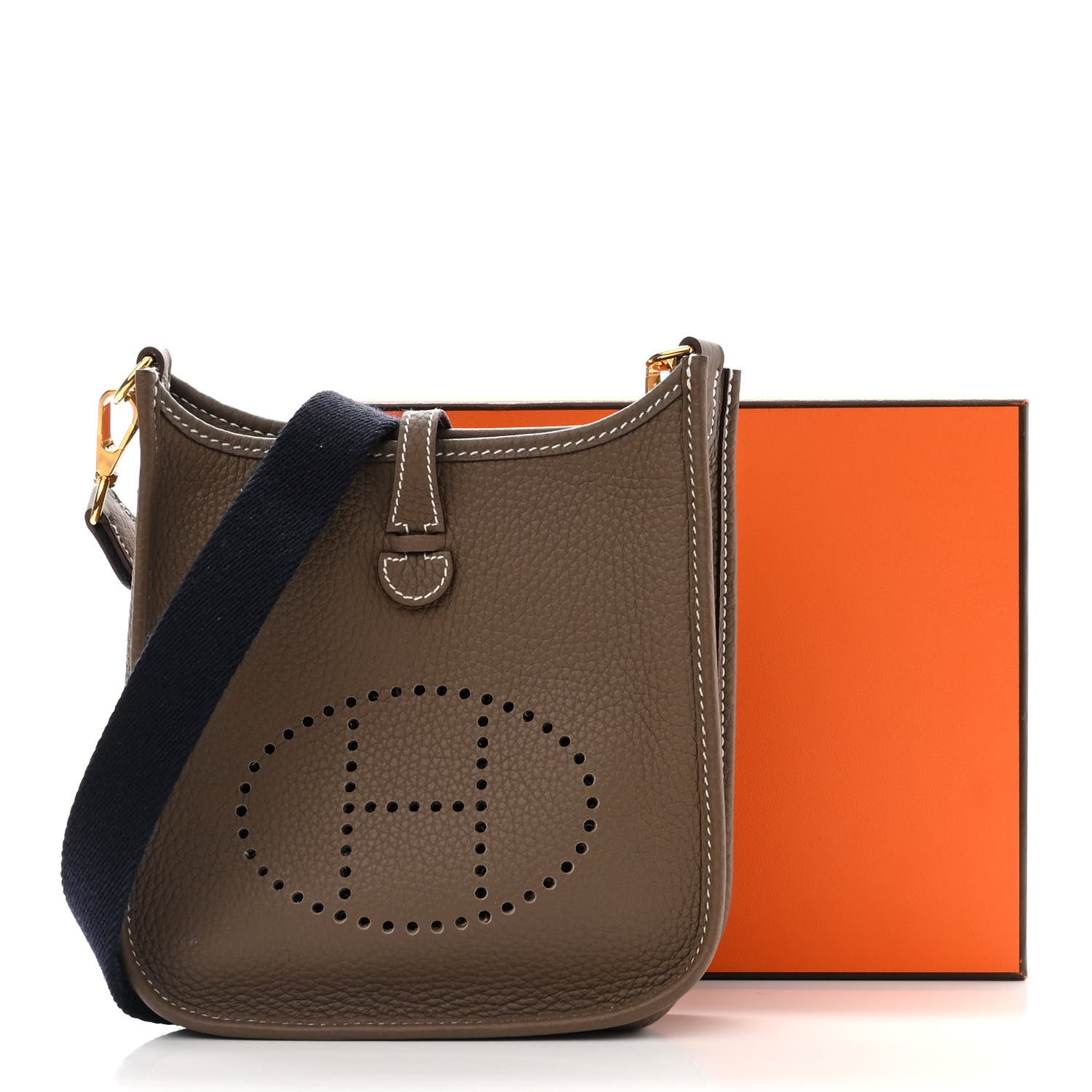Hermes Taurillon Clemence Amazone Evelyne TPM Etoupe Bleu Indigo 11 of 11