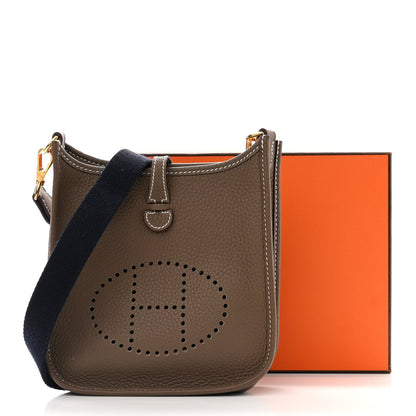 Hermes Taurillon Clemence Amazone Evelyne TPM Etoupe Bleu Indigo 11 of 11