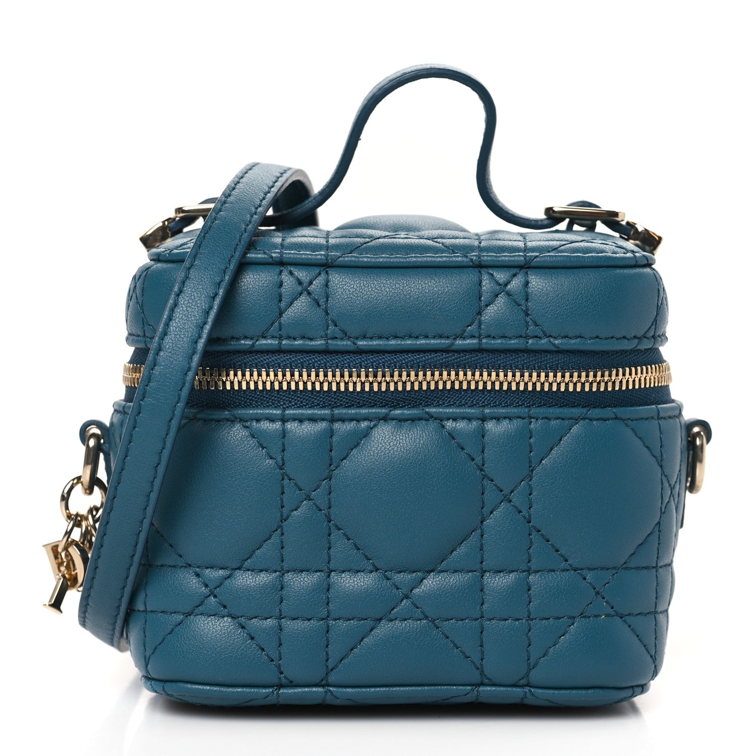 Christian Dior Lambskin Cannage Micro Lady Dior Vanity Case Deep Ocean 1 of 8