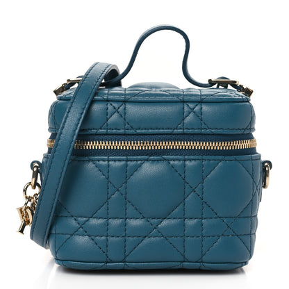 Christian Dior Lambskin Cannage Micro Lady Dior Vanity Case Deep Ocean 1 of 8