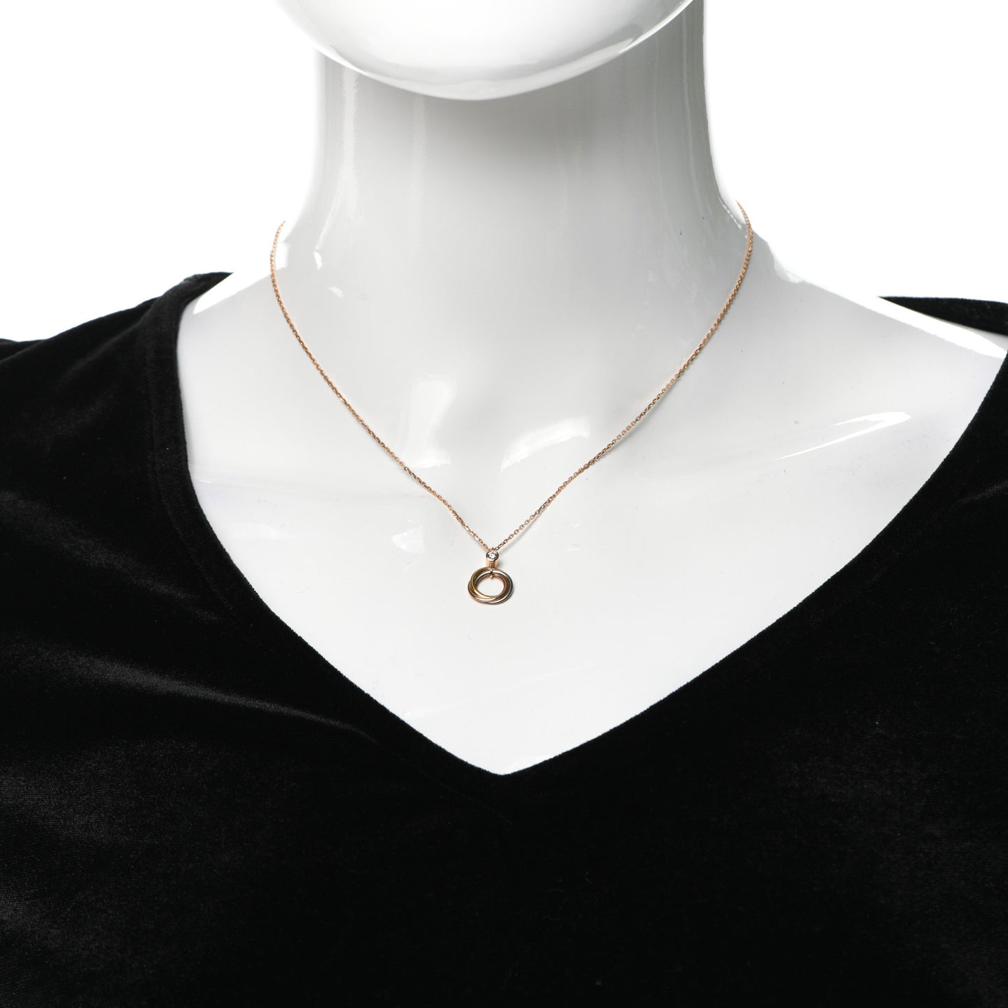 18K Pink Yellow White Gold Diamond Trinity Pendant Necklace
