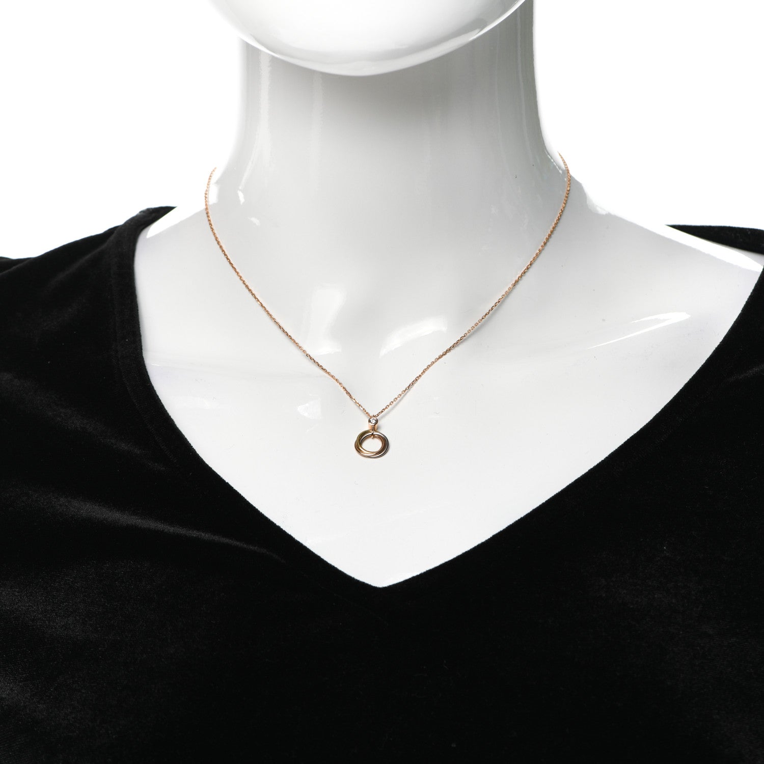 Cartier 18K Pink Yellow White Gold Diamond Trinity Pendant Necklace 2 of 7