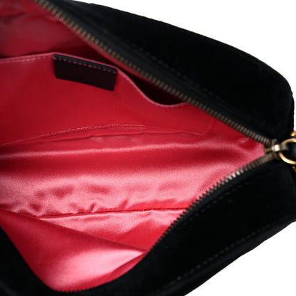 Gucci Velvet Matelasse Small GG Marmont Chain Shoulder Bag Black 5 of 15