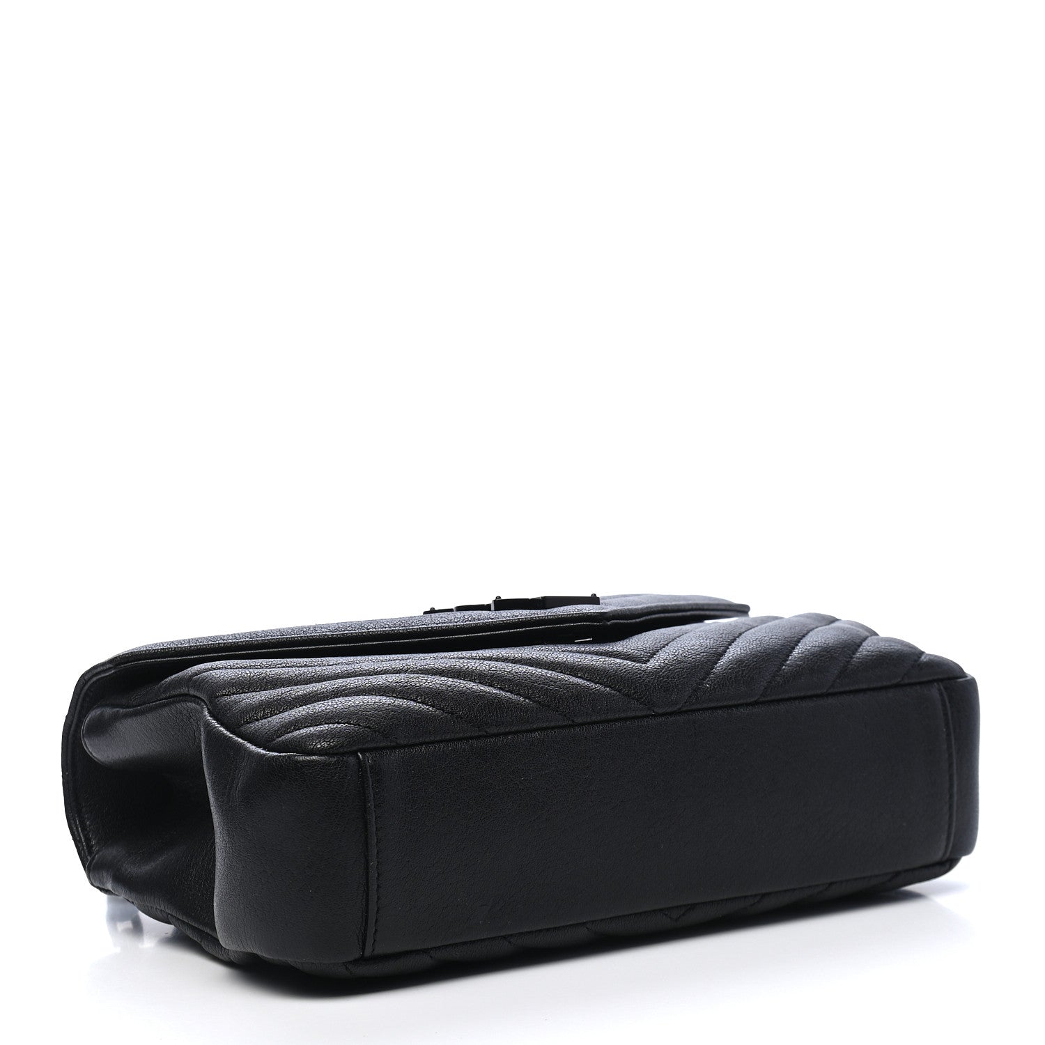 Saint Laurent Sheepskin Matelasse Chevron Monogram Monochrome Medium College Bag Black 4 of 9