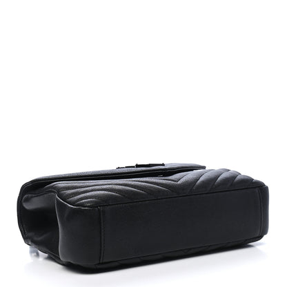 Saint Laurent Sheepskin Matelasse Chevron Monogram Monochrome Medium College Bag Black 4 of 9