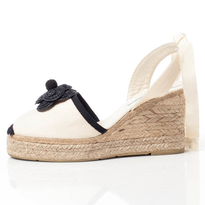 Chanel Canvas Espadrille Flower Wedges 37 7 of 9
