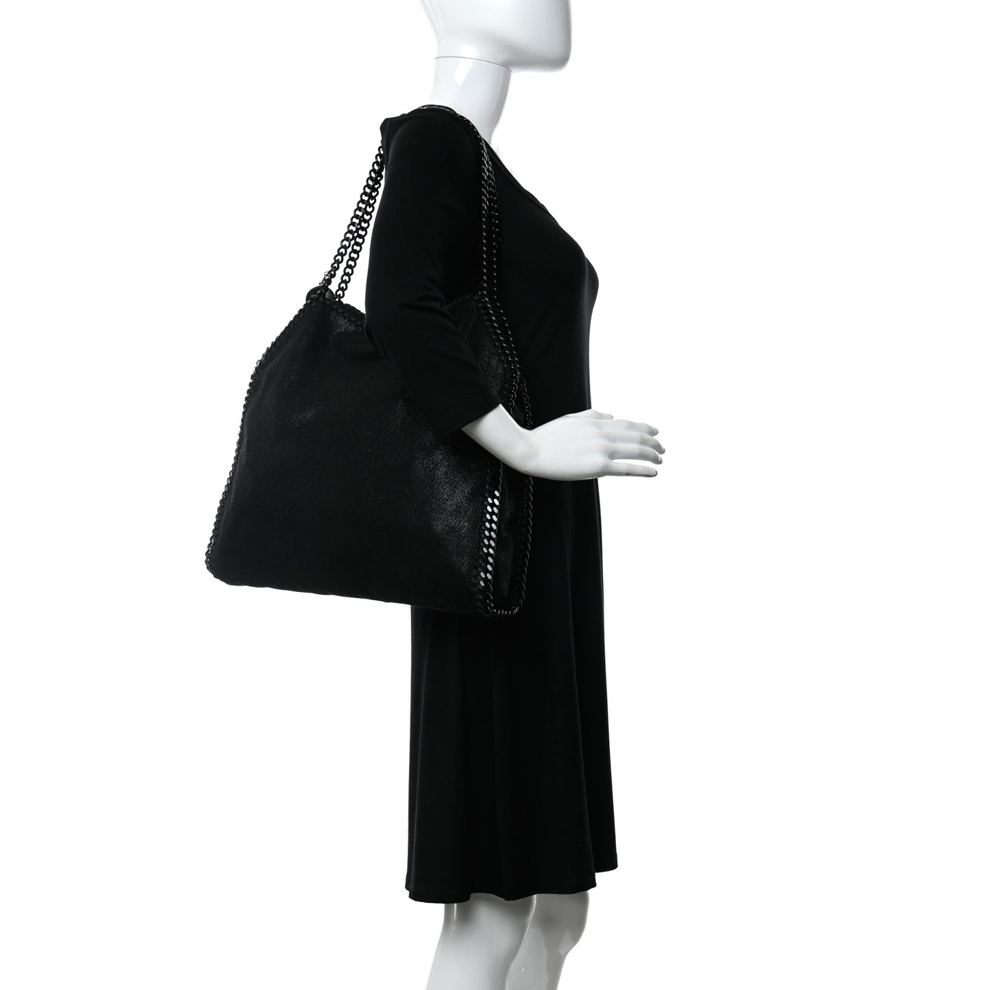 Shaggy Deer Small Falabella Fold Over Tote Black