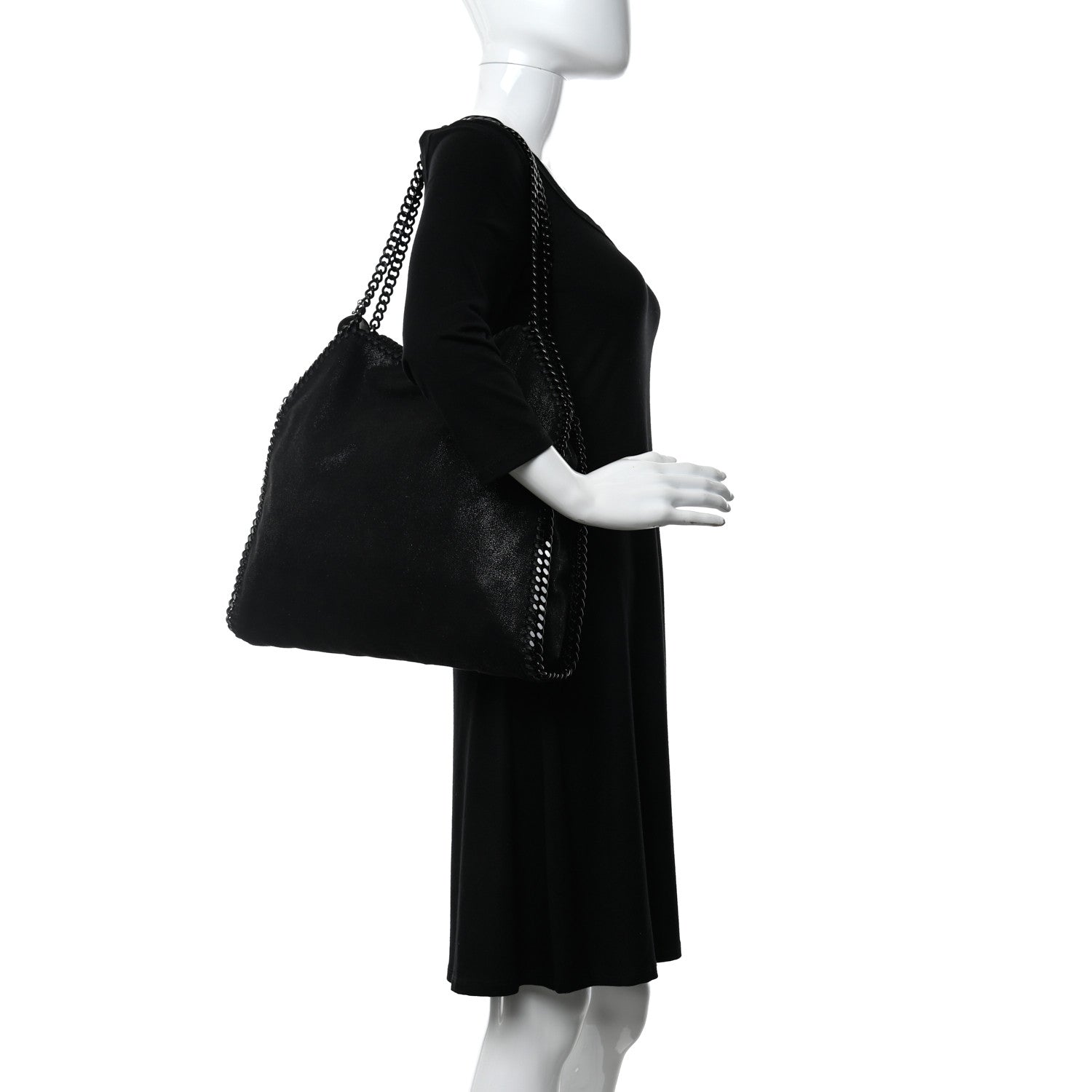 Stella McCartney Shaggy Deer Small Falabella Fold Over Tote Black 2 of 9