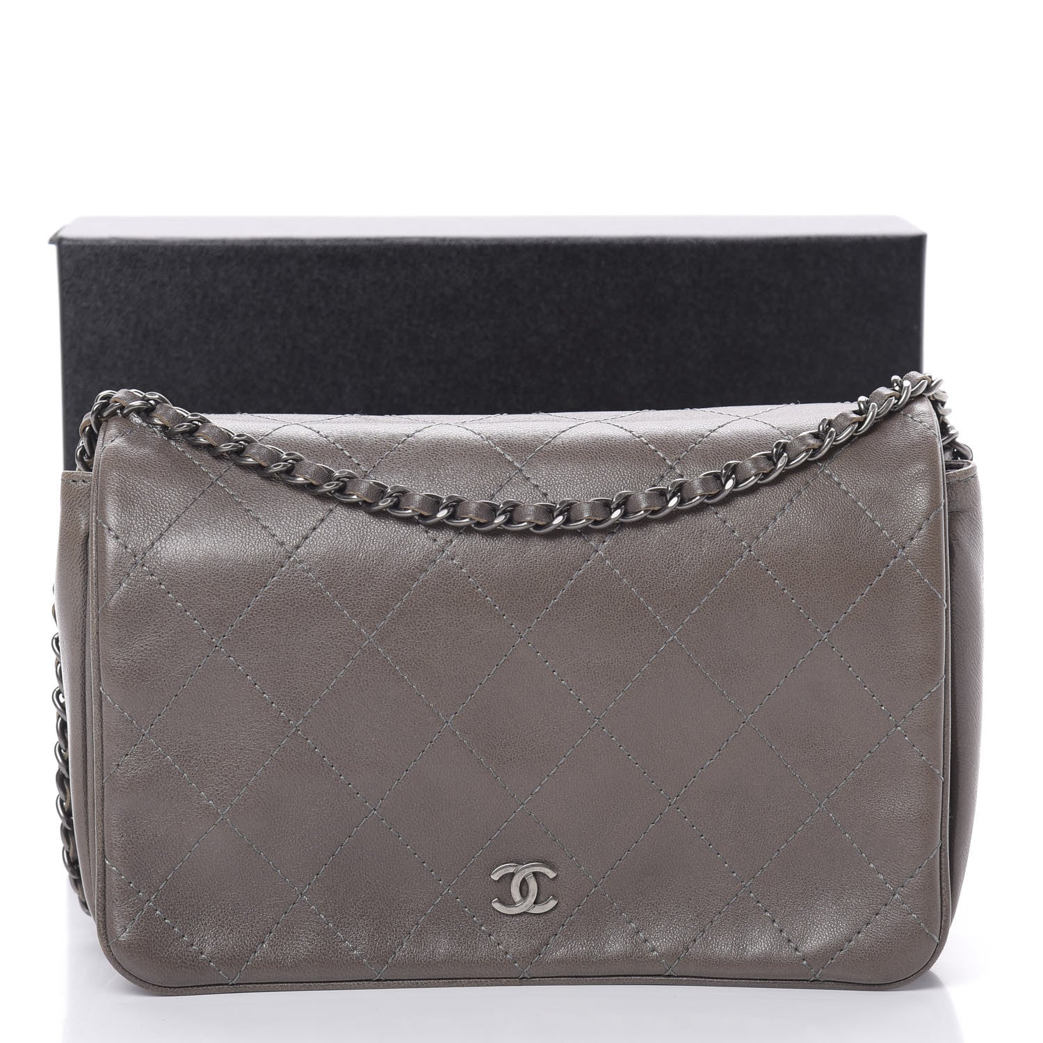 Chanel Calfskin Diamond Stitched Flap Grey 11 of 11