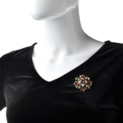 Chanel Crystal Pearl CC Brooch Gold Multicolor 2 of 4
