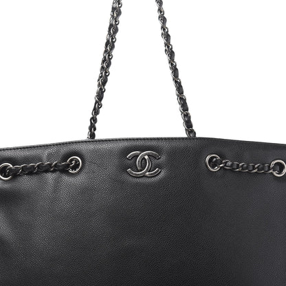 Chanel Metallic Grained Calfskin Woven Chain Large Shopping Bag Black 10 of 10