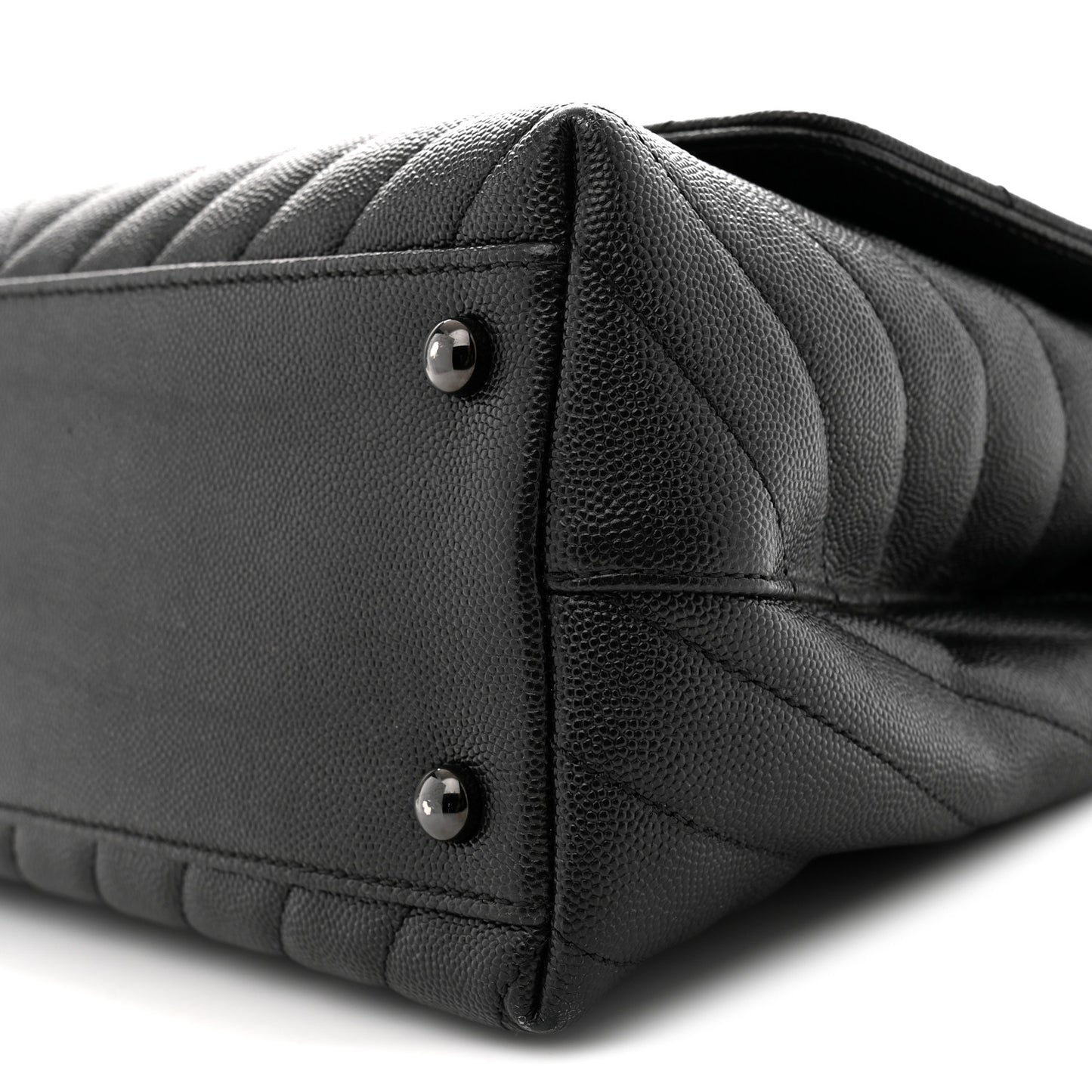 Caviar Chevron Quilted Small Coco Handle Flap So Black