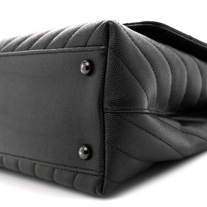 Chanel Caviar Chevron Quilted Small Coco Handle Flap So Black 10 of 11