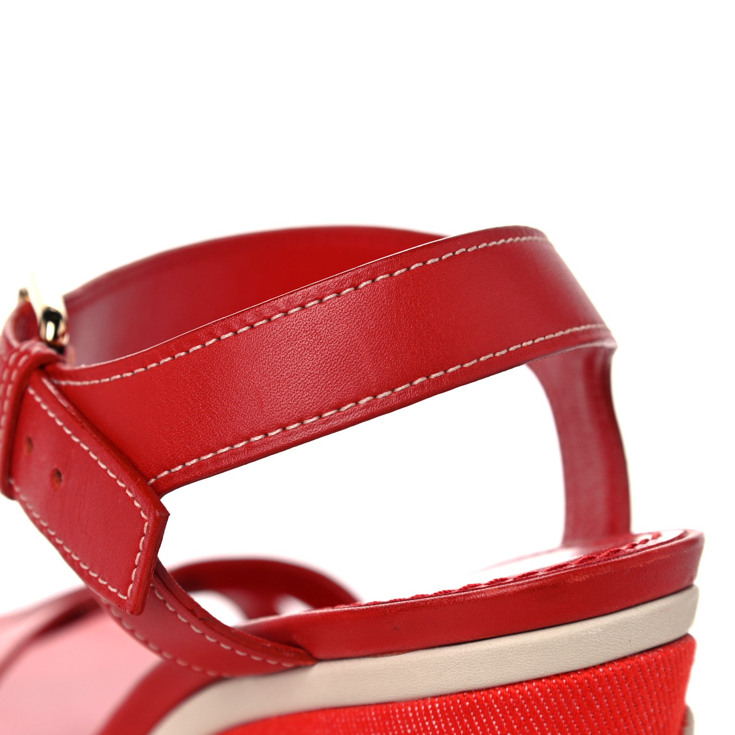 Louis Vuitton Canvas Waterfall Wedge Sandals 39.5 Red 13 of 13