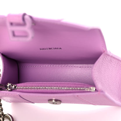 Balenciaga Grained Calfskin Tonal B Hourglass Chain Cardholder Lilac 7 of 12