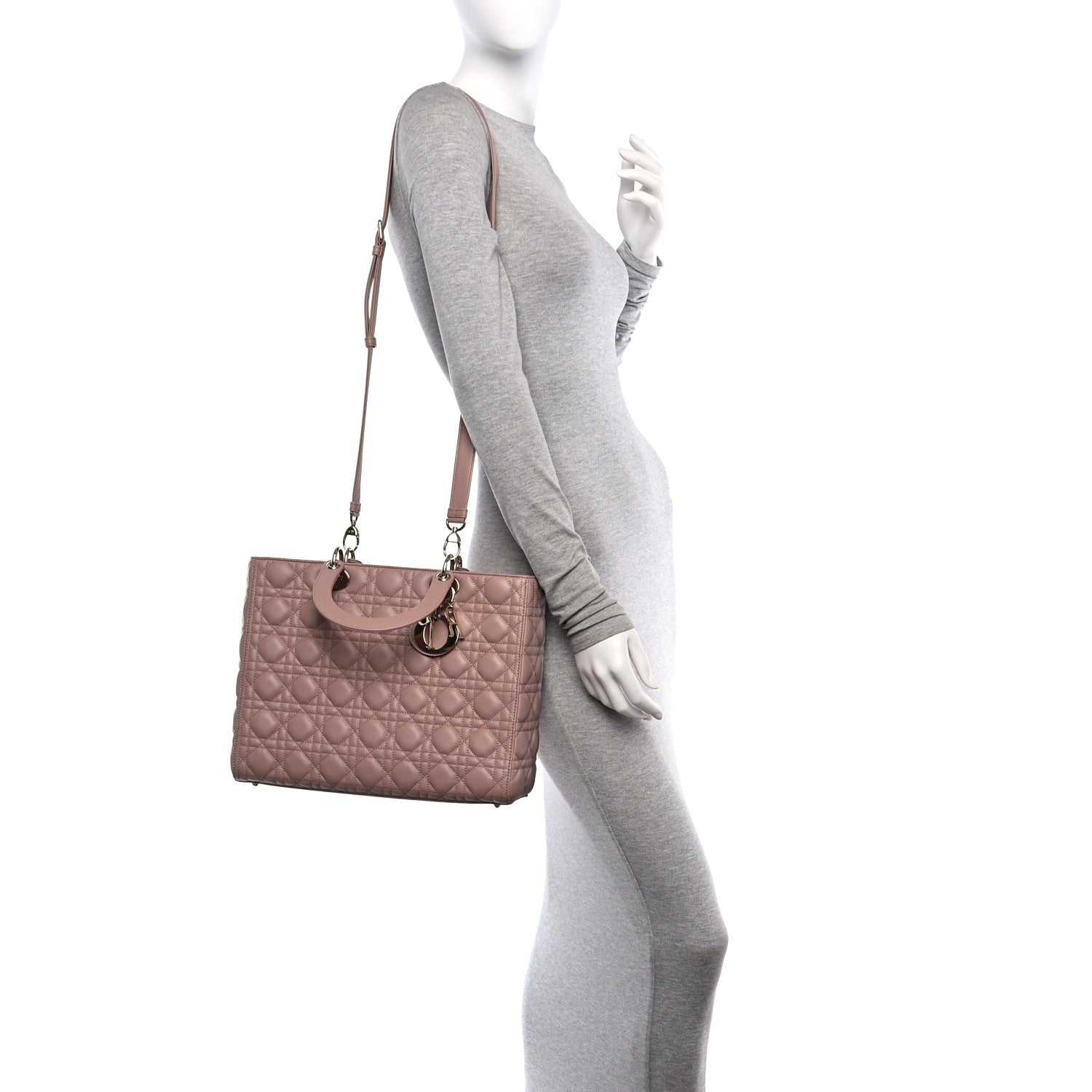 Christian Dior Lambskin Cannage Large Lady Dior Fard 2 of 11