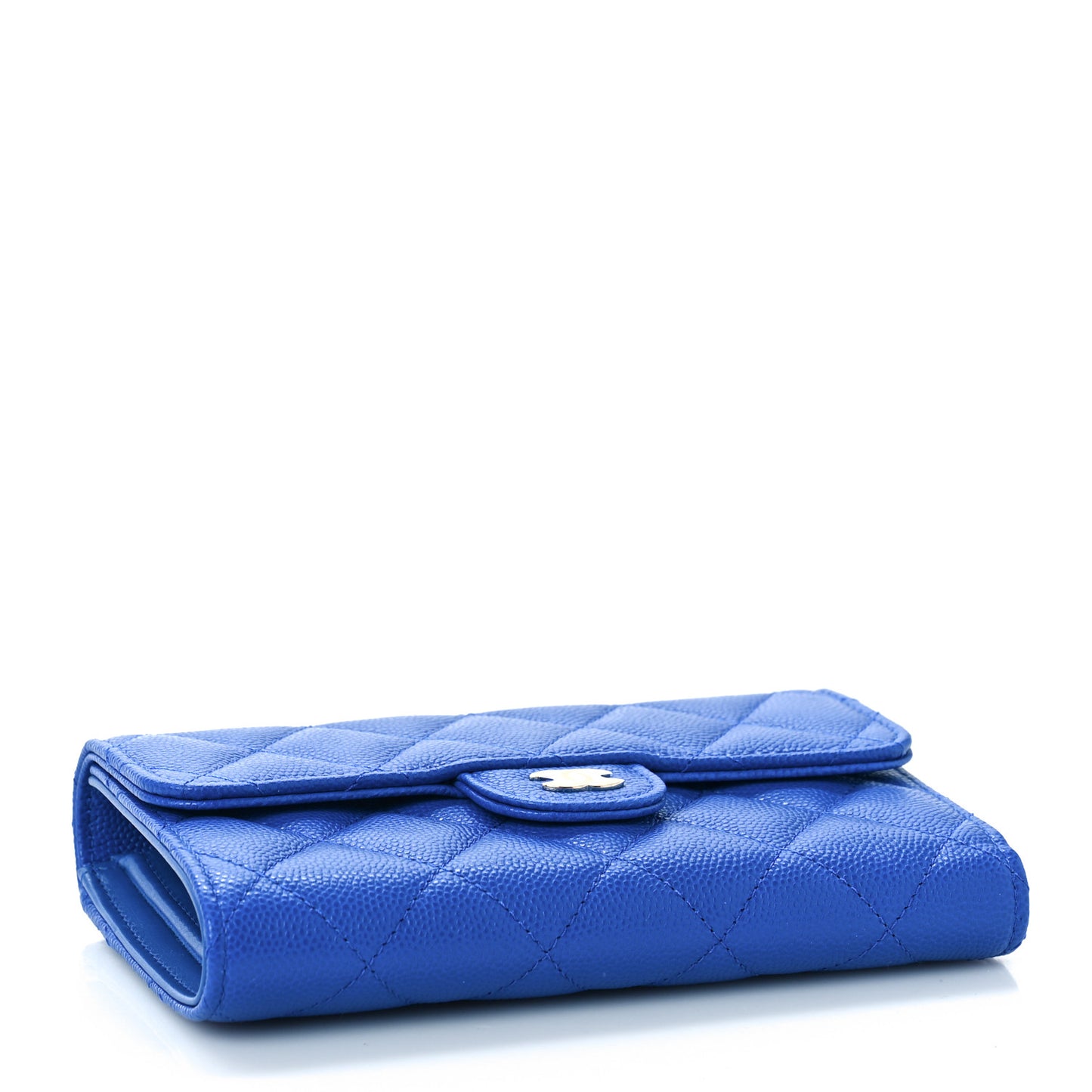 Caviar Quilted Medium Flap Wallet Blue
