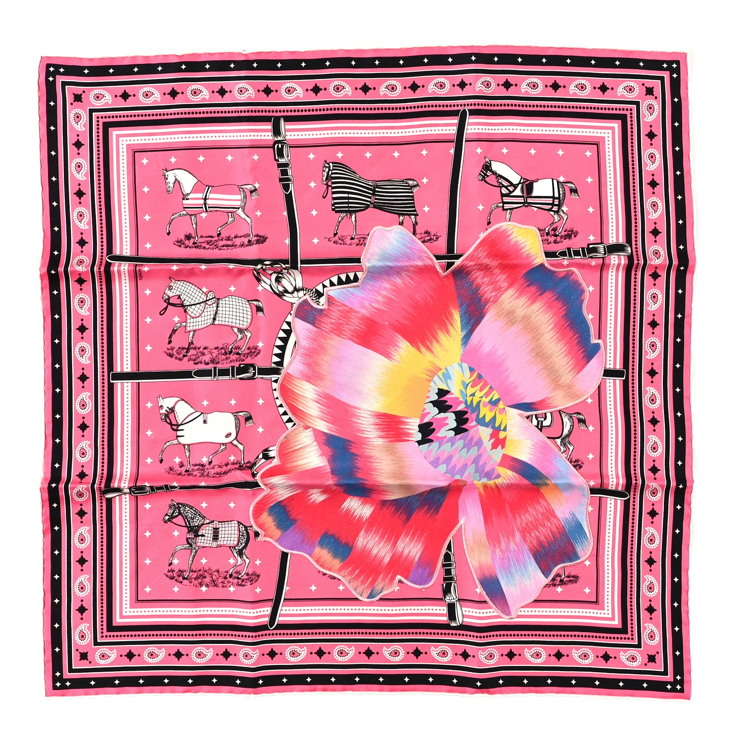 Hermes Silk Couvertures Et Tenues De Jour Bandana 70 Rose 1 of 3