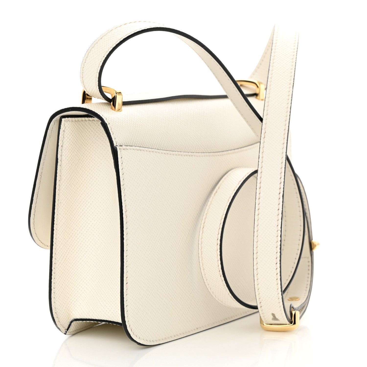 Prada Saffiano Cuir Triangle Embleme Flap Shoulder Bag White 3 of 13