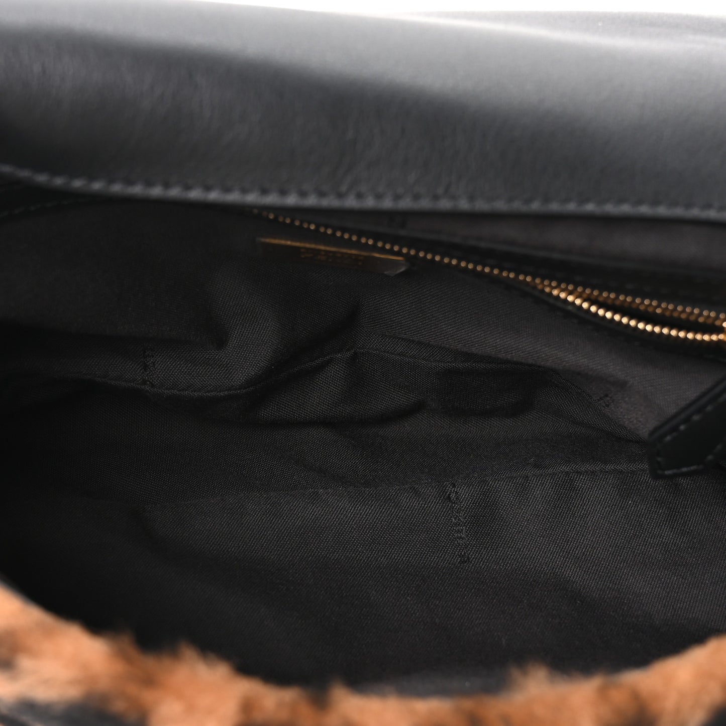 Shearling Vitello Dolce Macro FF 1974 Baguette Tobacco Black