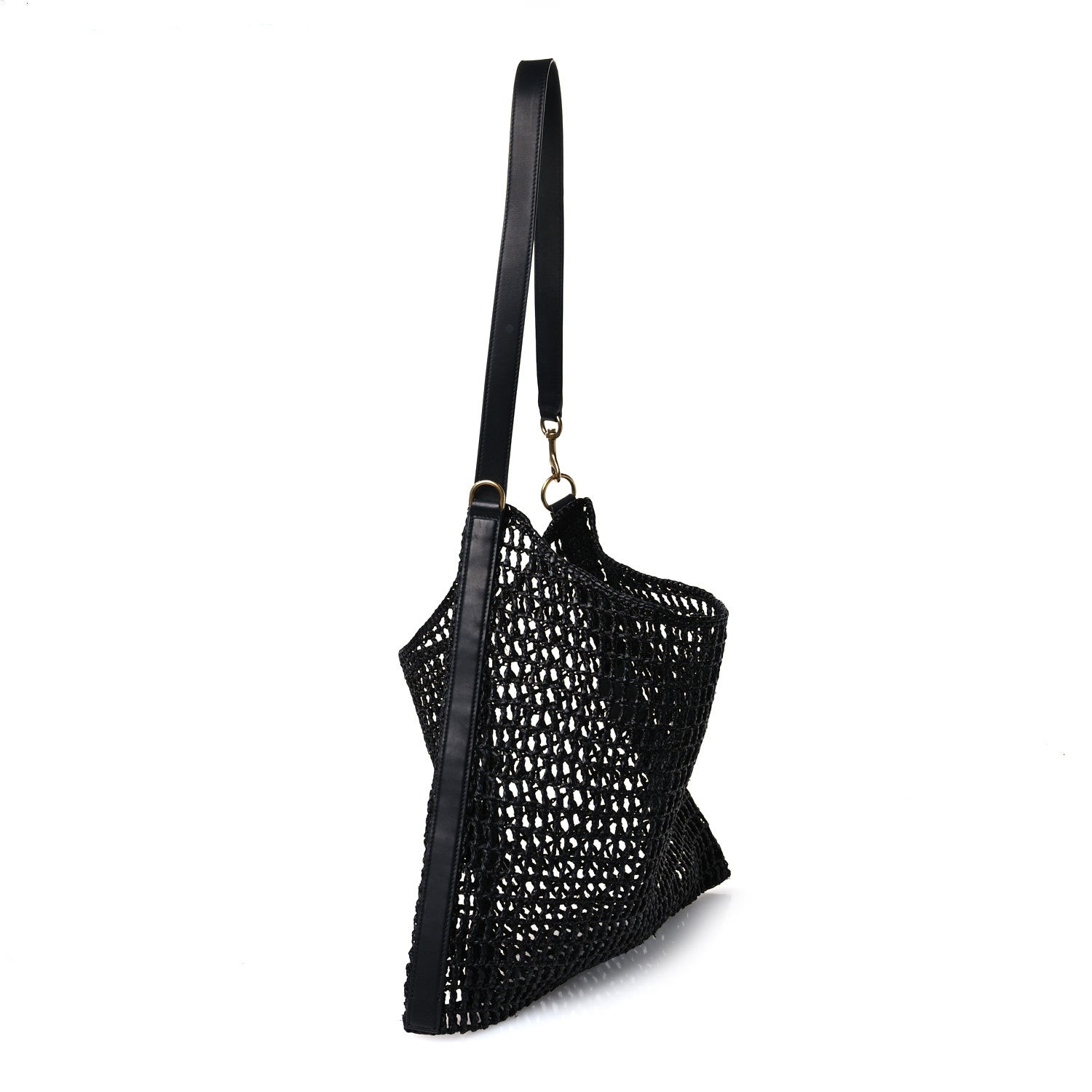 Saint Laurent Raffia Calfskin Oxalis Shoulder Bag Black 3 of 11