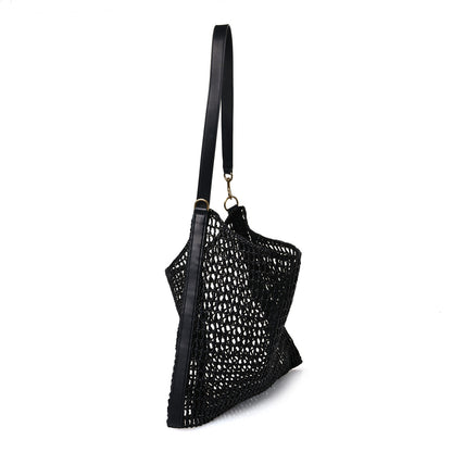 Saint Laurent Raffia Calfskin Oxalis Shoulder Bag Black 3 of 11