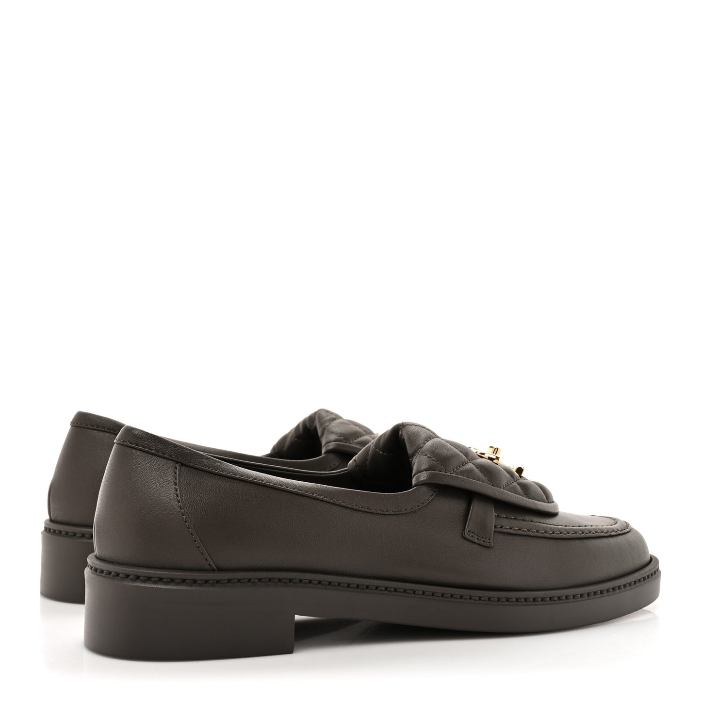 Lambskin Quilted CC Turnlock Loafers 38.5 Brown