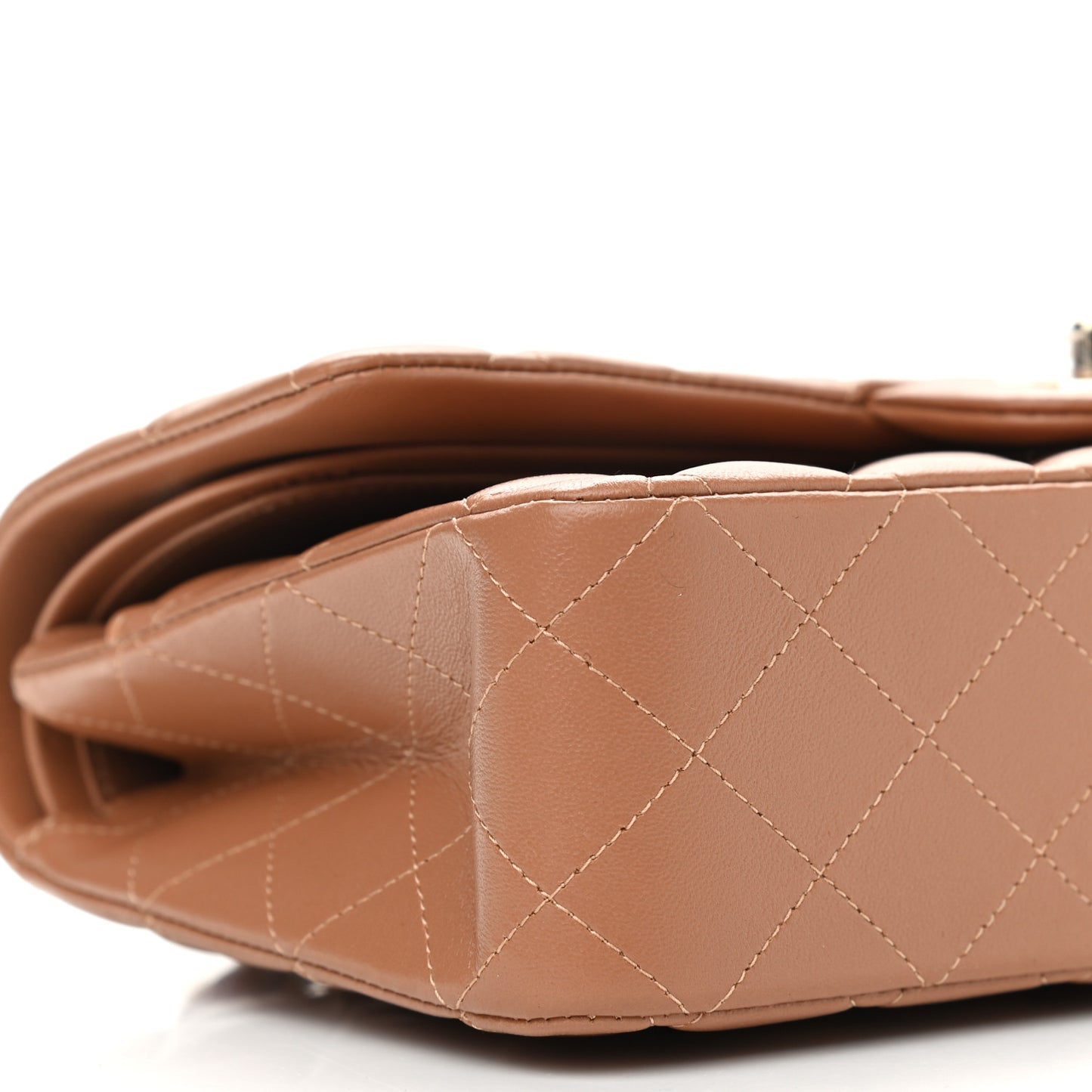 Lambskin Quilted Medium Double Flap Brown