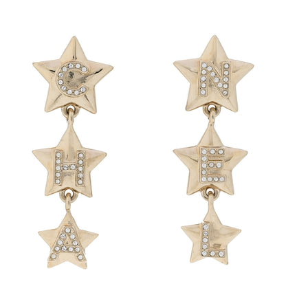Chanel Crystal CC Star Cha-Nel Drop Earrings Light Gold 1 of 5