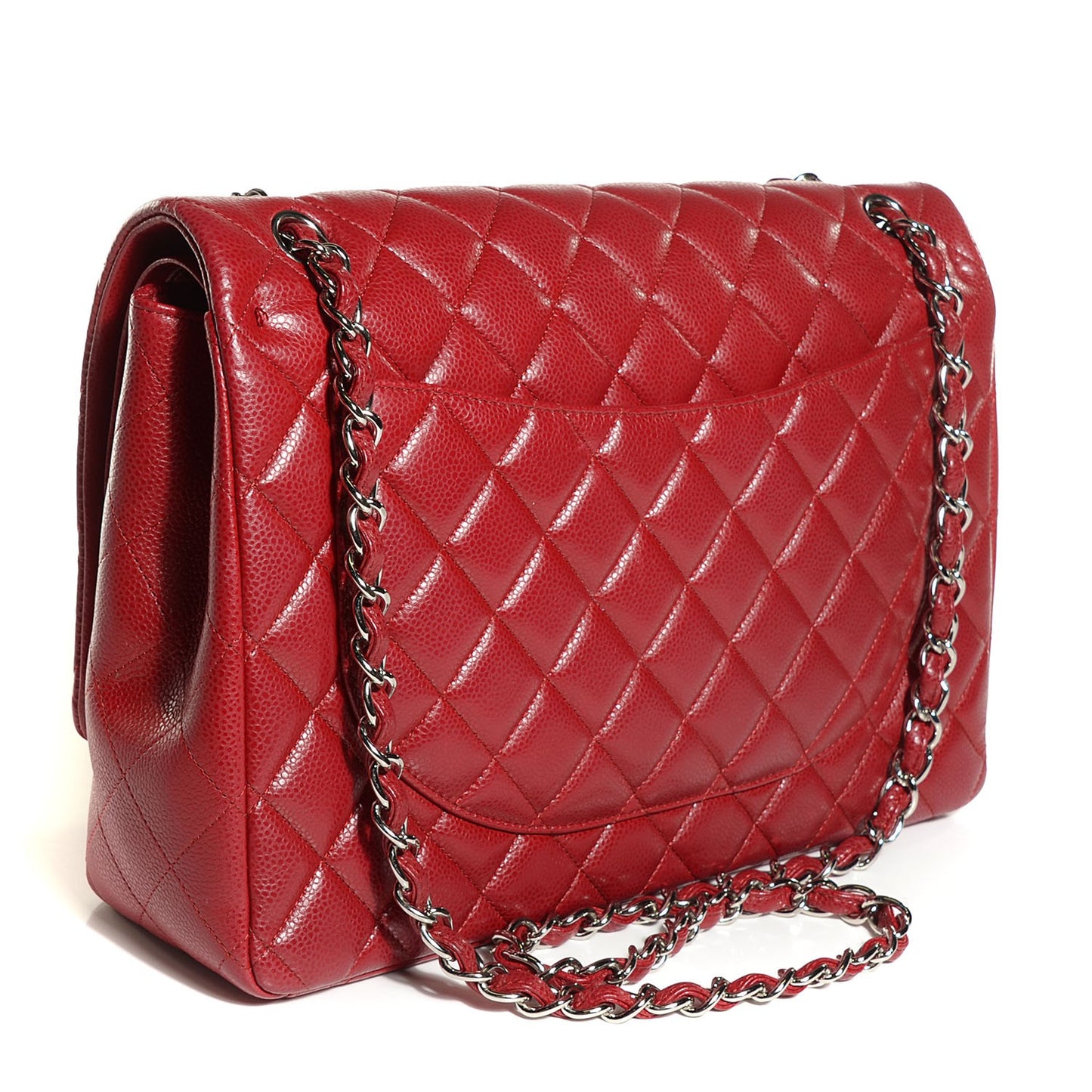 Caviar Quilted Maxi Double Flap Red