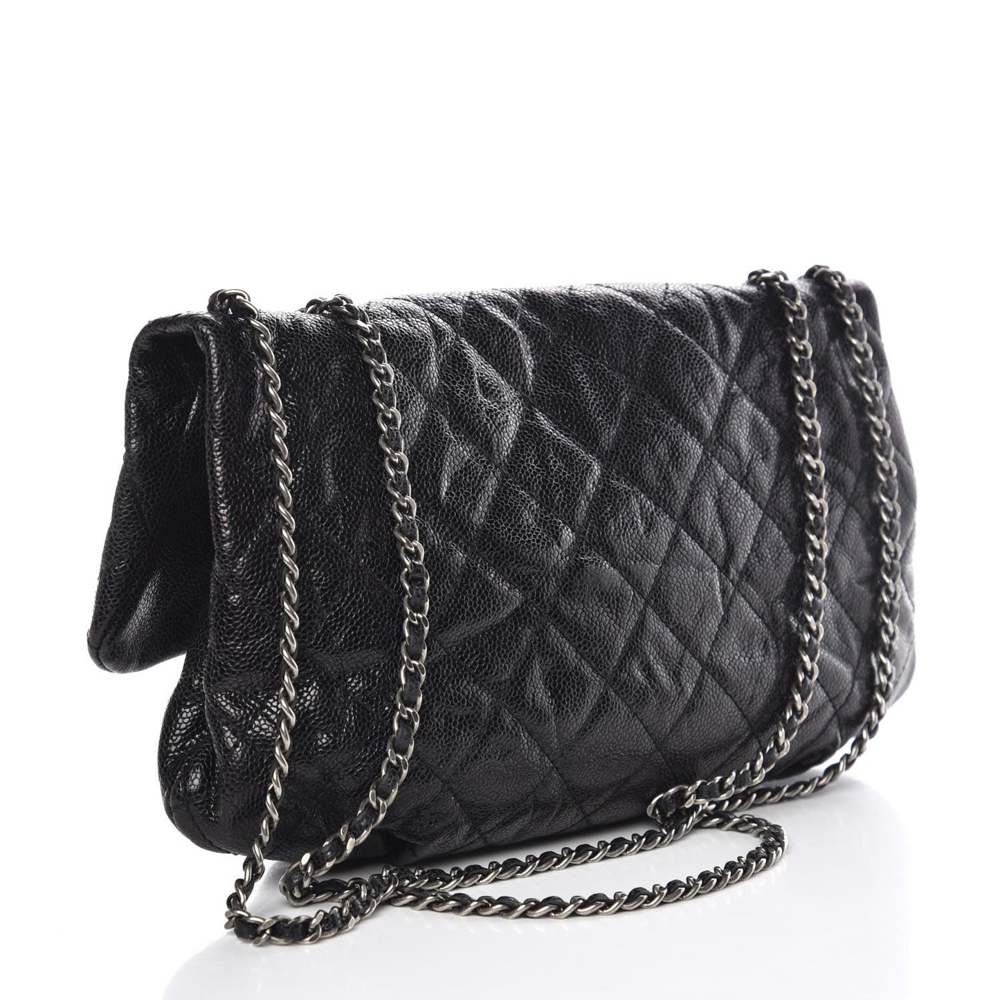 Caviar Quilted Medium Elastic Flap Black