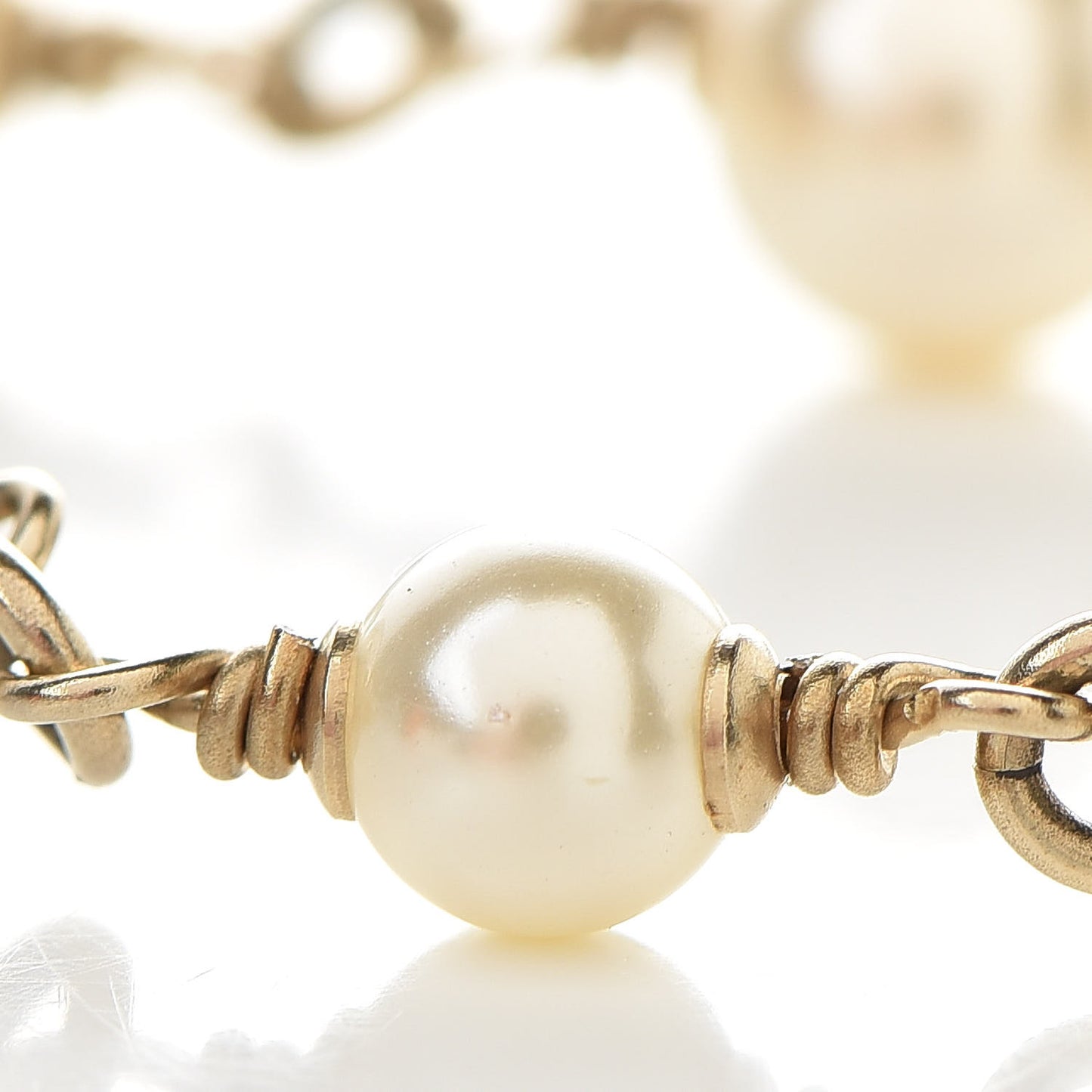 Crystal Pearl CC Bracelet Gold