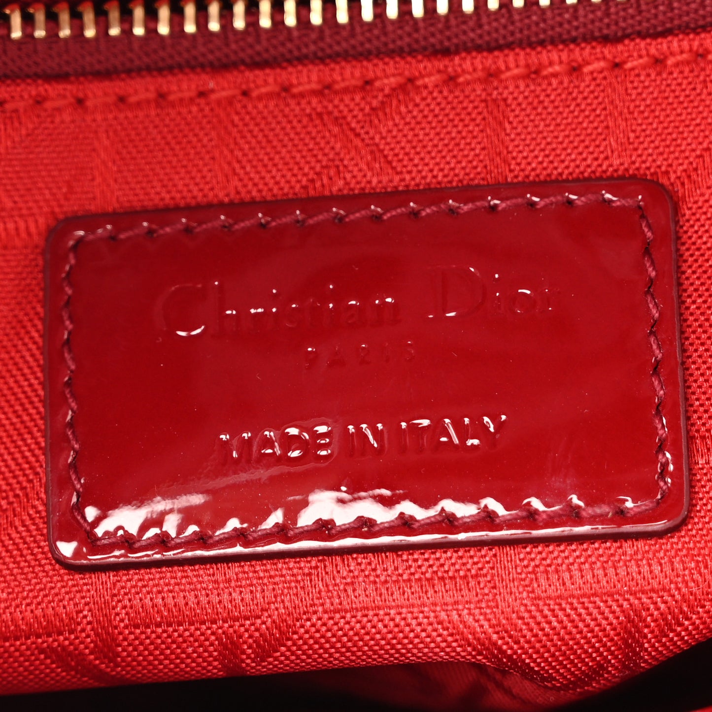 Patent Cannage Mini Lady Dior Red