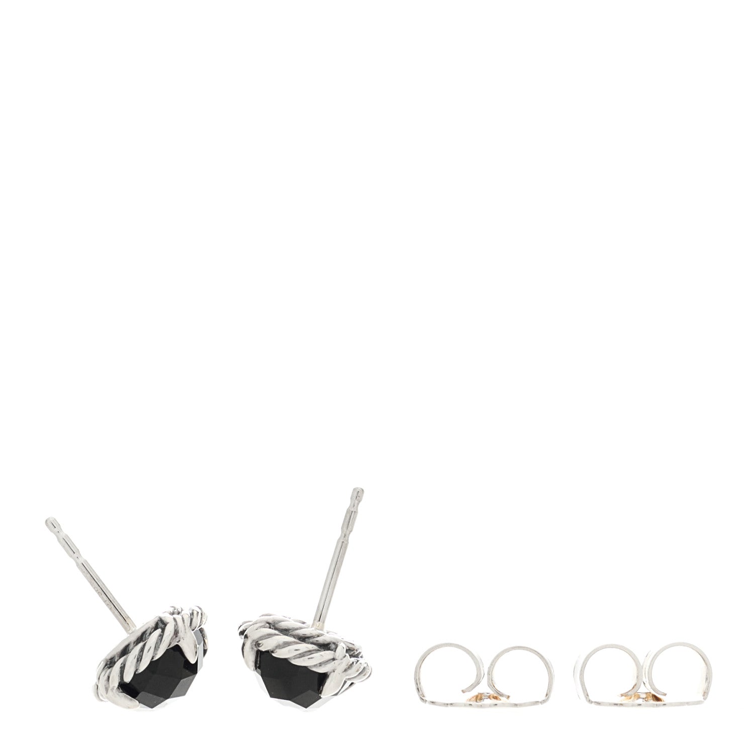 David Yurman Sterling Silver Black Onyx 8mm Chatelaine Earrings 3 of 5