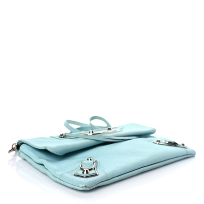 Balenciaga Chevre Silver Metallic Edge Hardware Envelope Clutch Bleu Maldives 4 of 8