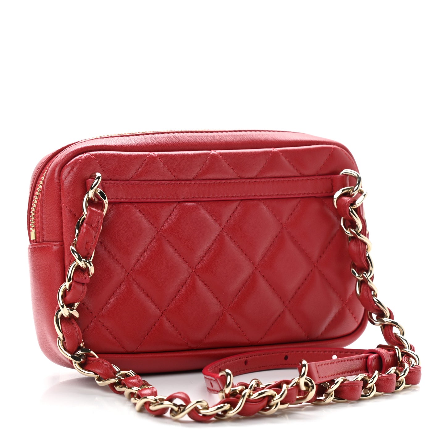 Lambskin Quilted Waist Bag Red