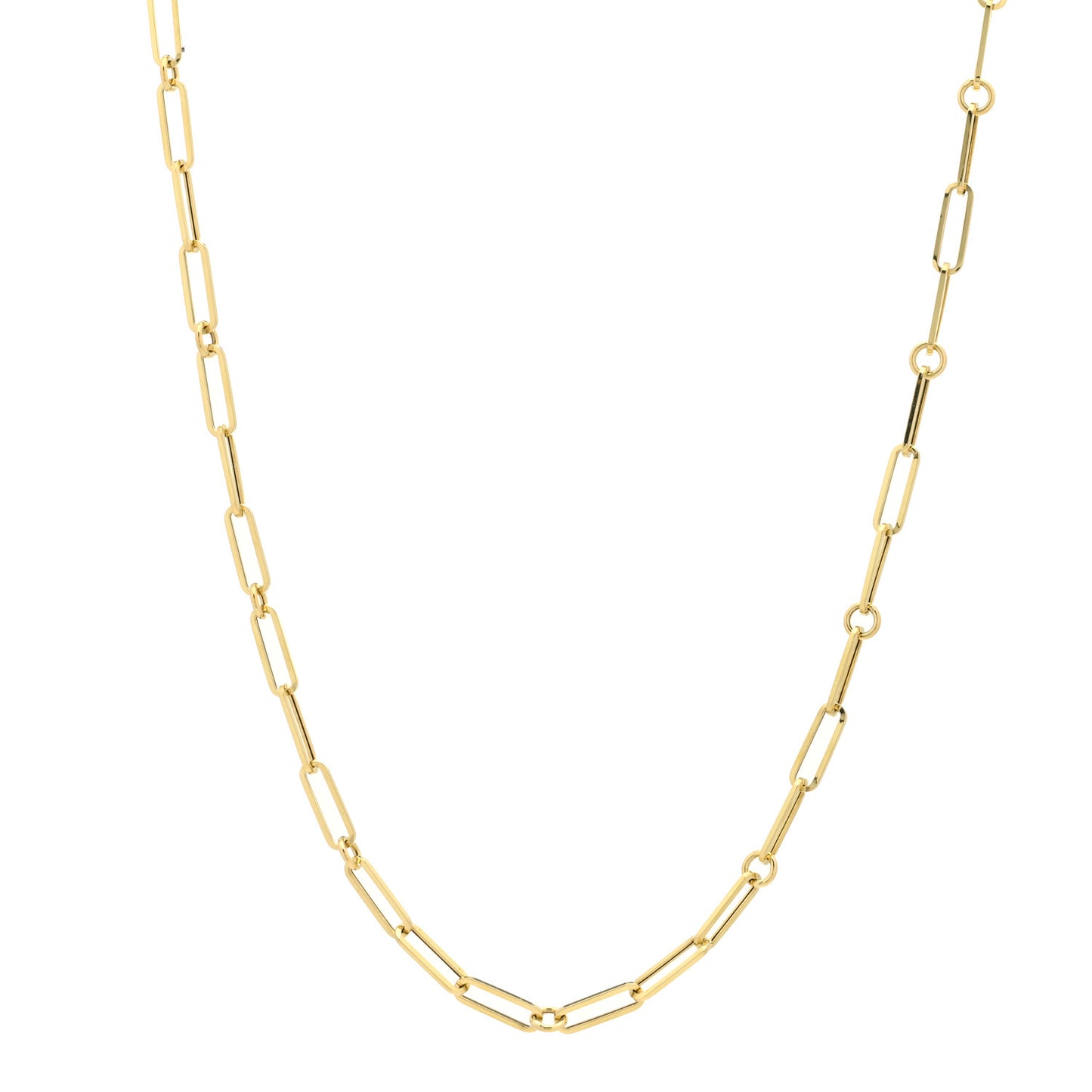 18K Yellow Gold Paper Clip Link Necklace