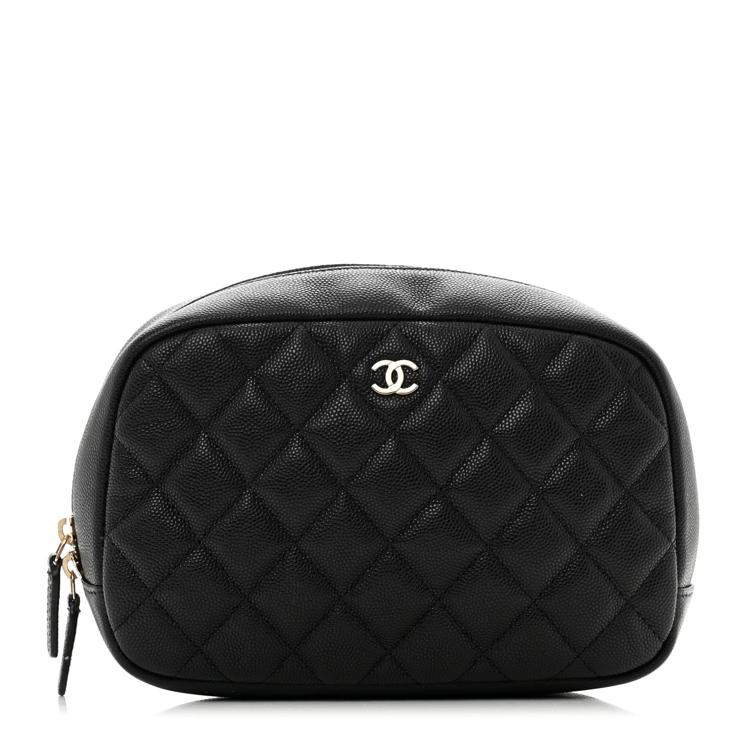 Caviar Quilted Medium Curvy Pouch Cosmetic Case Black