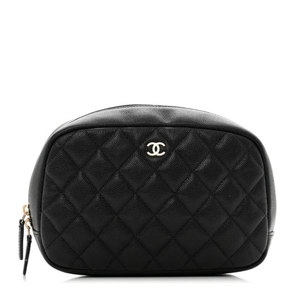 Chanel Caviar Quilted Medium Curvy Pouch Cosmetic Case Black 1 of 8