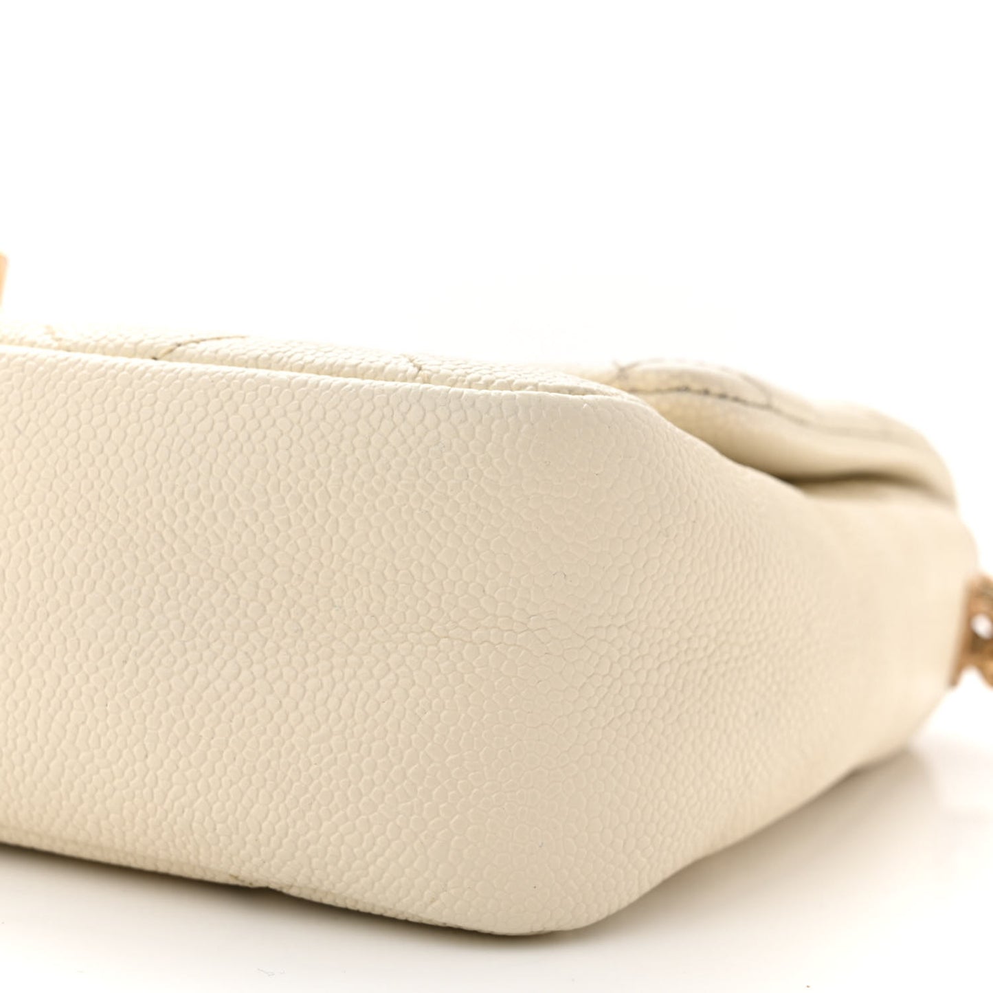 Shiny Caviar Quilted Small Chain Melody Flap White