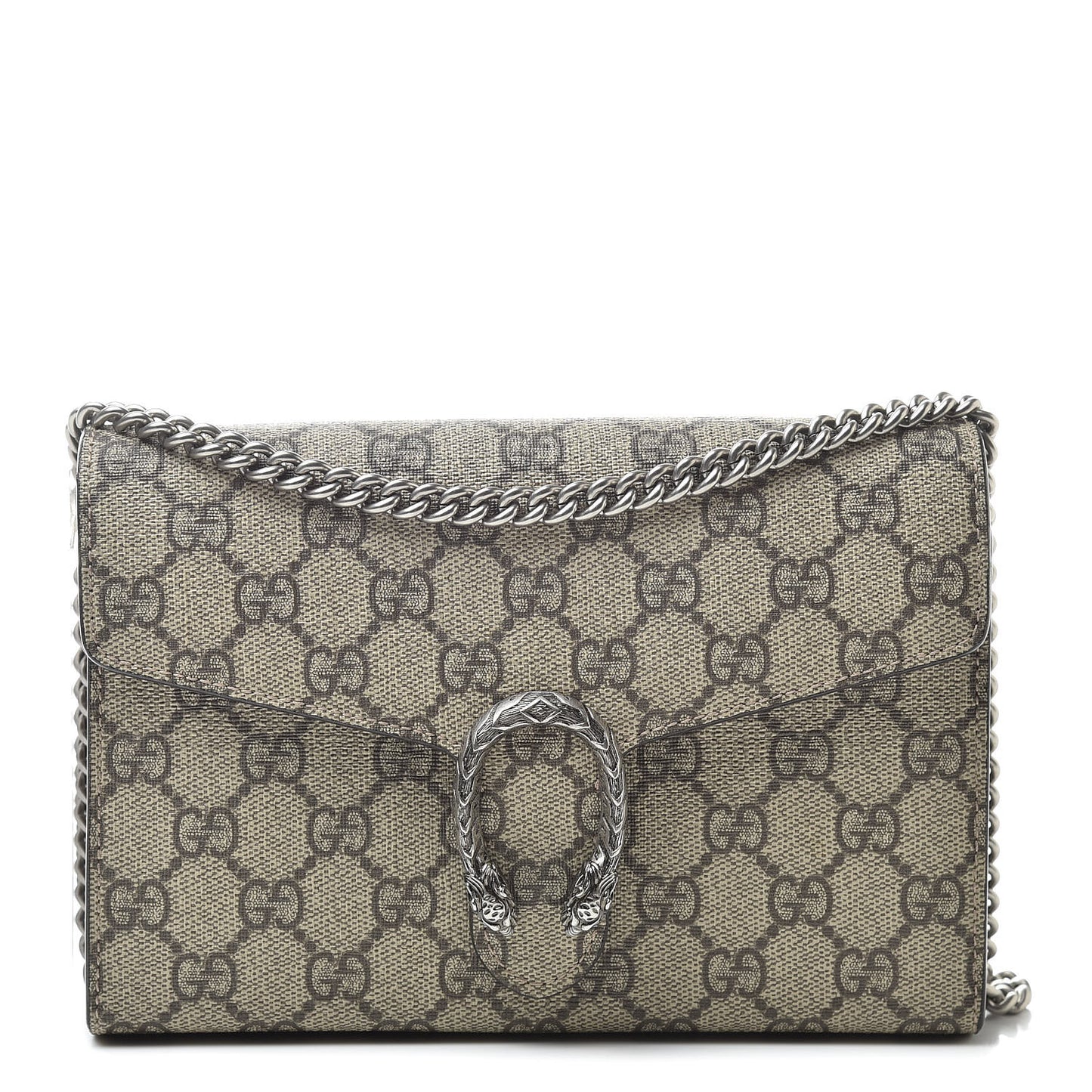 GG Supreme Monogram Mini Dionysus Chain Wallet Beige Taupe