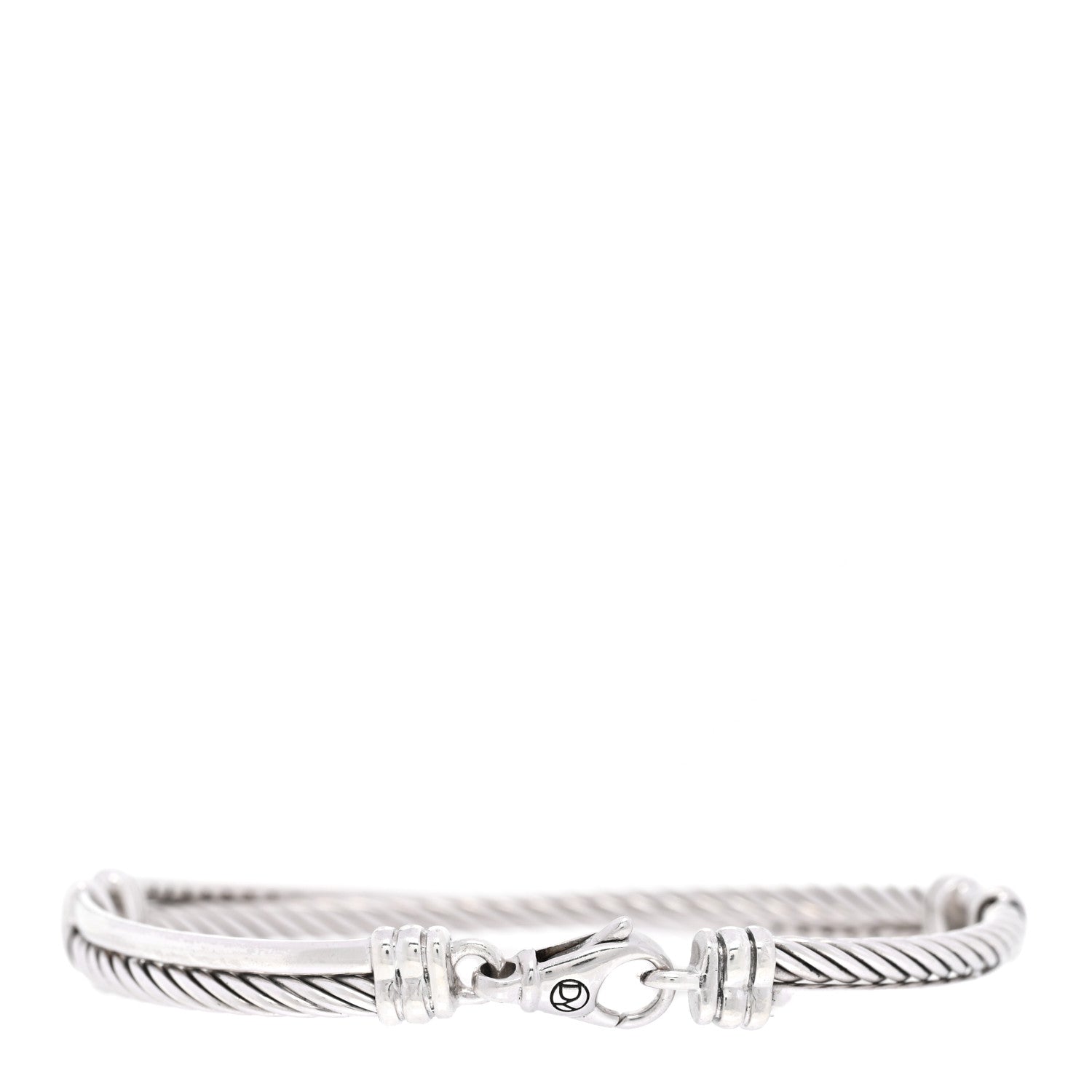 David Yurman Sterling Silver Diamond 3mm Crossover Bracelet 2 of 3